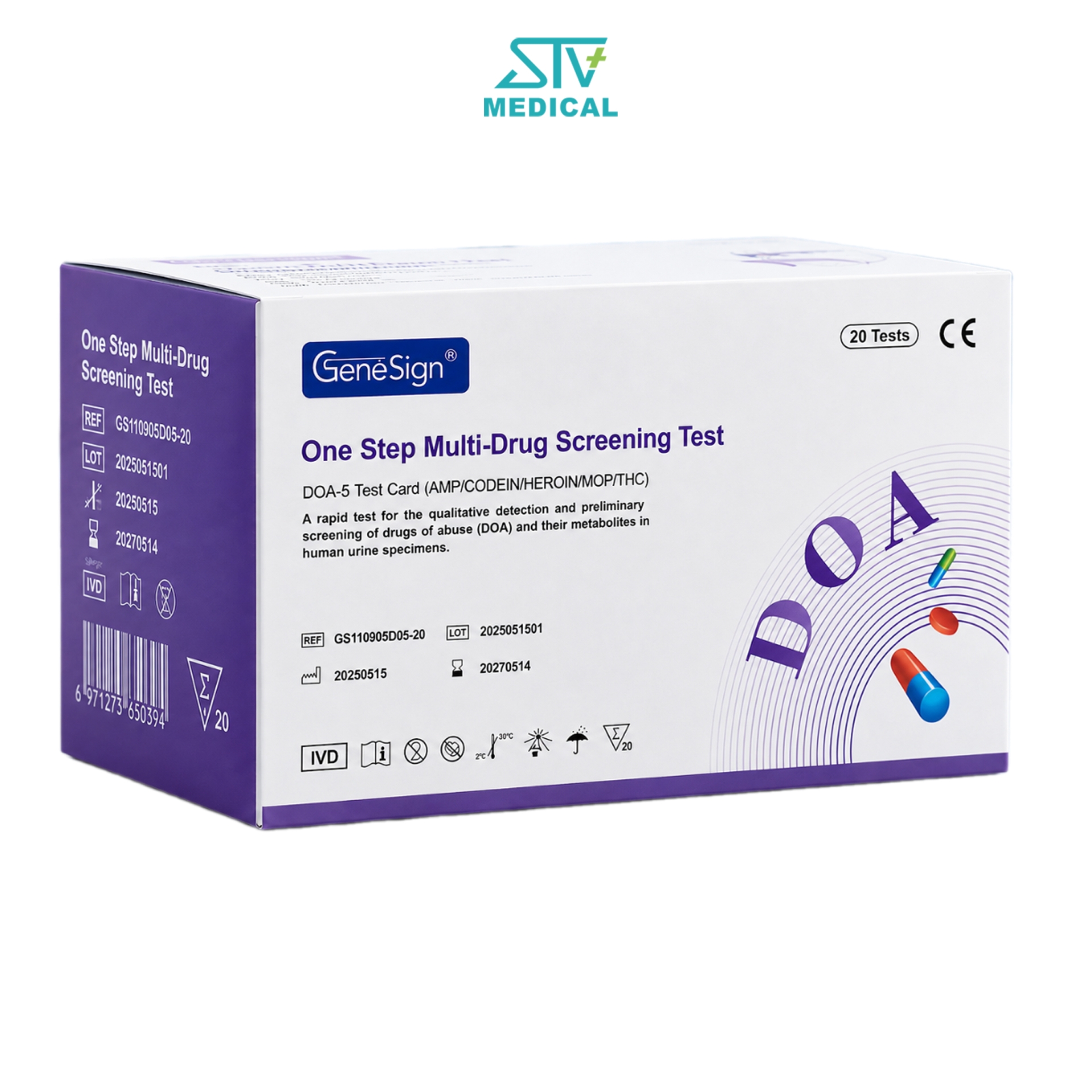 Test Ma Túy 5 Chân GeneSign – Que Test Nhanh 5 Chất AMP/CODEIN/HEROIN/MOP/THC