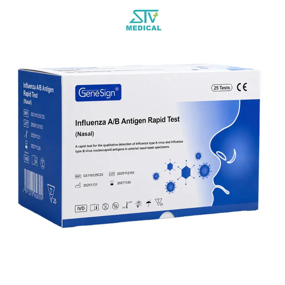 Test Nhanh Cúm A/B GeneSign – Kháng Nguyên Cúm A, Cúm B (Hộp 25 Test)