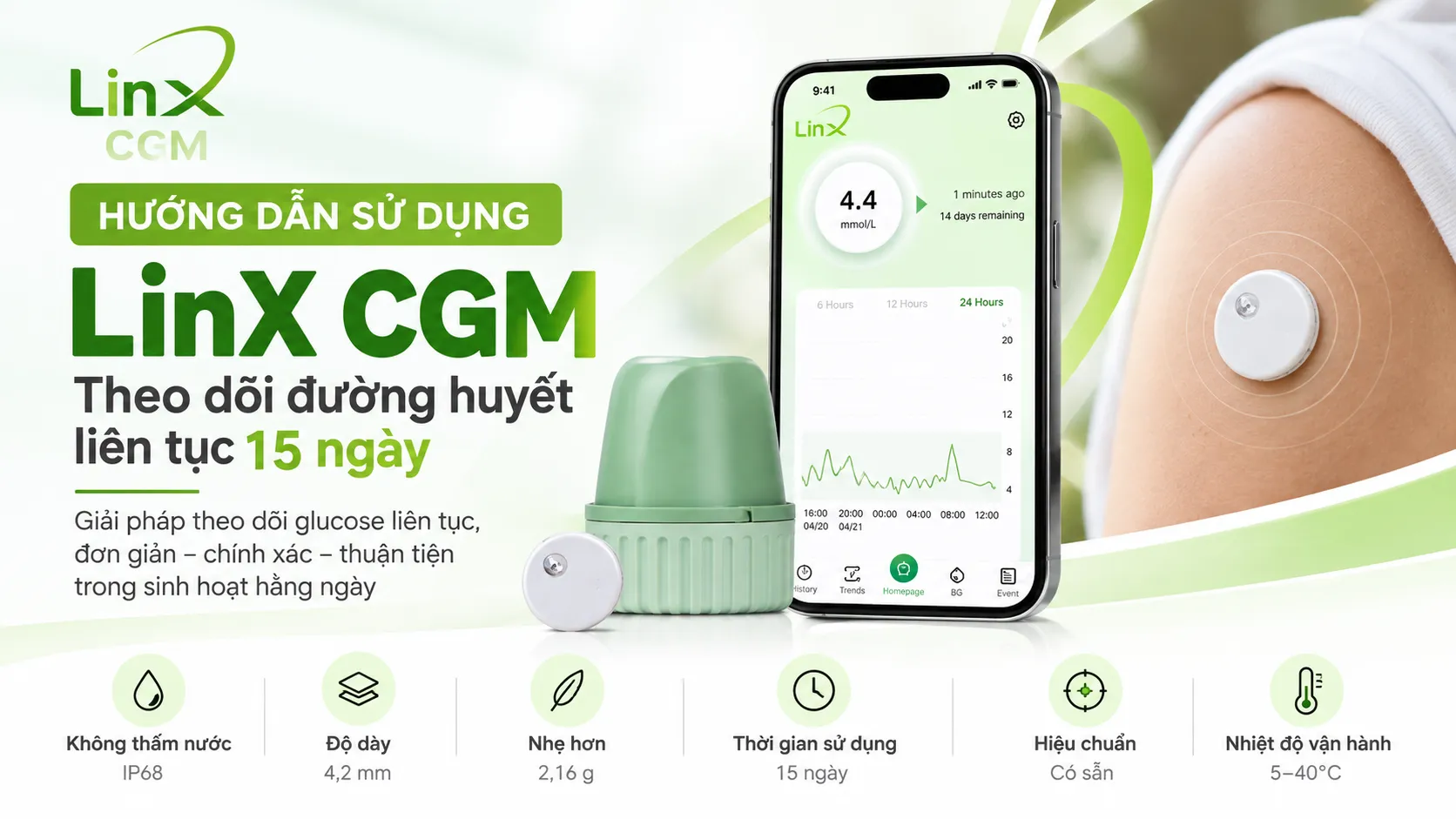 Hướng Dẫn Sử Dụng LinX CGM – Theo Dõi Đường Huyết Liên Tục 15 Ngày